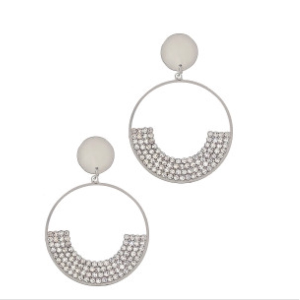🆕Silver Hoop Rhinestone Dangle Earrings